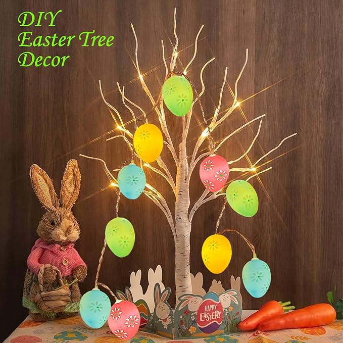 ITICdecor Easter Day Light Egg String Lights Battery Operated with Timer 5.4Ft 10LED Fairy String Lights for Easter Decor Indoor Bedroom Patio Spring Theme Party Decor