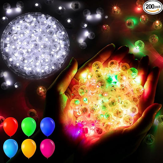 200pcs Balloon Lights Cool White&Rainbow Mini Led Lights Round Long Standby Time Ball Lamps Paper Lantern Balloon Liamps for Easter Birthday Party Christmas Halloween Decoration