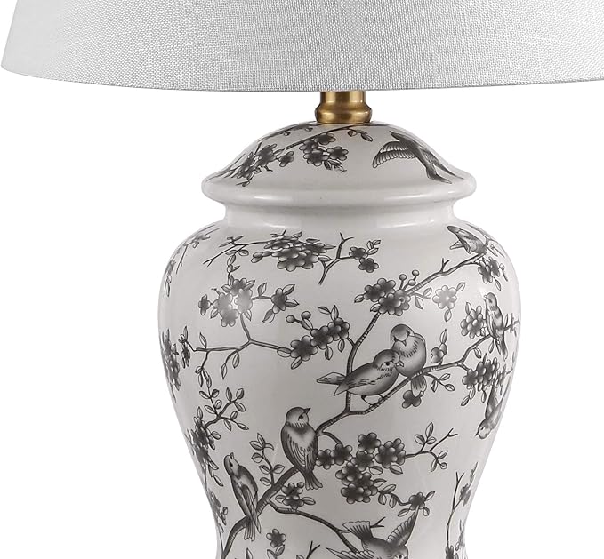 JONATHAN Y JYL3005C Penelope 22" Chinoiserie Classic LED Table Lamp Cottage Traditional Bedside Desk Nightstand for Bedroom Living Room Office College Bookcase LED Bulb Included, Gray/White