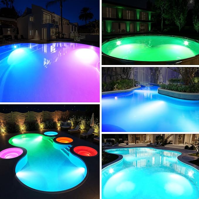 Submersible Pool Lights with Remote, High Brightness Swimming Led Pool Lights for Above Ground Pools Waterproof, 9 Modes Underwater Magnetic Pool Light for Inground Pool-2pc