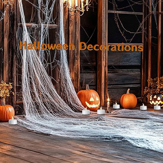 LANKER 24 Pack LED Tea Lights Candles, Warm White Flickering Flameless Tealights, Long Lasting Battery Operated Fake Candles, Decoration for Halloween (Warm White - 24pcs)