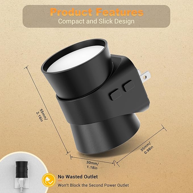 JandCase Night Light, Night Lights Plug Into Wall with 3 Color Temperatures, 2 Pack Dusk to Dawn Sensor Dimmable Nightlight, 3CCT (3000K/4000K/5000K) Adjustable LED Night Light for Bathroom Hallway