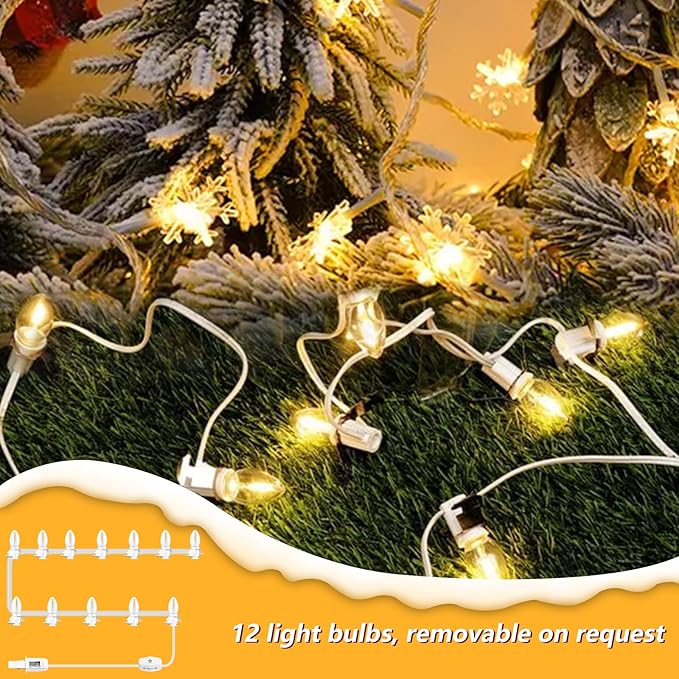 for Christmas Village Houses Craft Decoration LED Light Bulb C7 Cord Clip Lights Christmas Cabin Accessory Cord with 12 Bulb