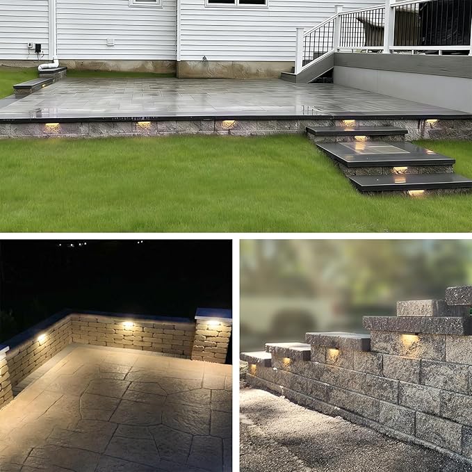 GKOLED 10-Pack Frosted Lens Hardscape Lighting, Retaining Wall Light, 6.8 Inches, Integrated 2700K LED Chips, LED Step Lights, Solid Die-cast Aluminum Housing, Low Voltage 12V AC/DC, UL Listed
