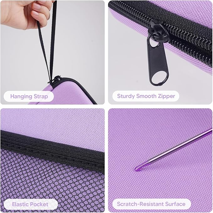Mothers Day Gifts for Mom Wife: Purple Neck Light with Storage Case for Book Lovers Knitters Crafters, 10-80Hrs Eye-friendly Rechargeable Book Reading Lamp Knitting Crochet Craft Light Sewing Supplies