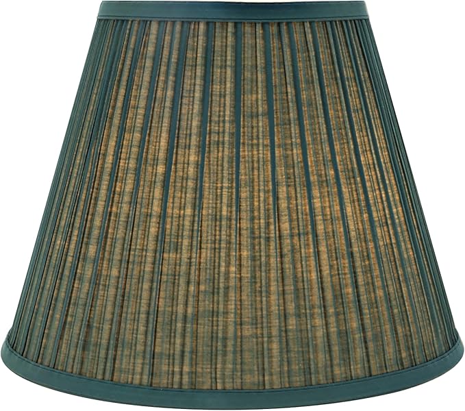 Aspen Creative 33053, Hardback Empire Transitional Spider Lamp Shade, Mushroom Pleated Dark Green, 7" Top x 13" Bottom x 10" Slant