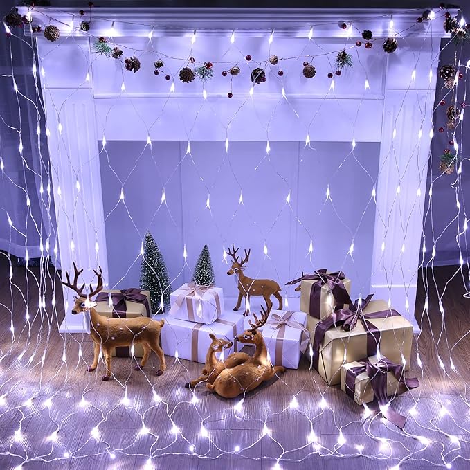 11.5ft x 5ft Christmas Net Lights Outdoor, 360 LED Net Lights with 8 Modes, Connectable, Timer, Waterproof Low Voltage Bush Mesh Fairy String Light for Yard Bush Christmas Indoor Decorations (White)