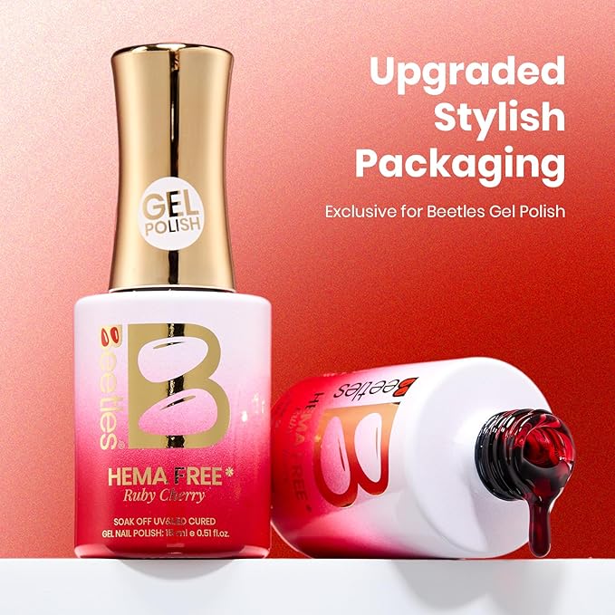Beetles Ruby Cherry Jelly Red Gel Nail Polish - 15ML Full Size Neutral Jelly Red Sheer Gel Nail Polish Translucent Effect Soak Off UV LED French Nail Art Salon DIY Manicure Gift for Women