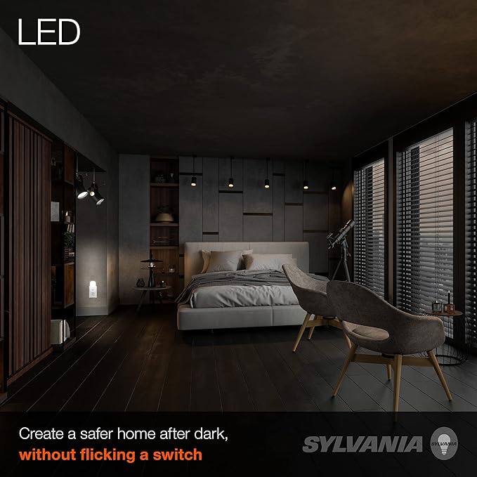 LEDVANCE Sylvania LED Mini Automatic Plug-in Night Light with Sensor, Motion Activated, Dusk to Dawn, Warm White, Plug-in Type - 2 Pack (64988)
