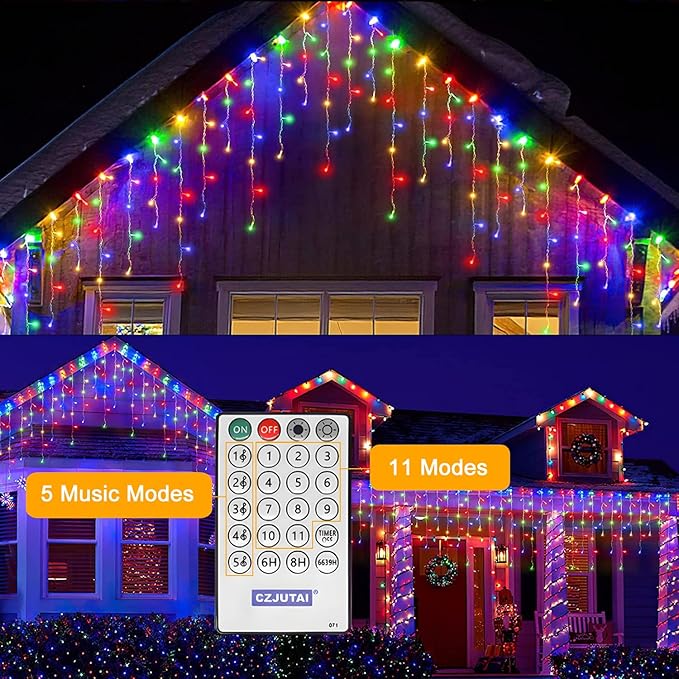 Color Changing Icicle Lights for Outside,115ft 1000 LEDs Christmas Light,APP Control,Music Sync,Waterproof LED Icicle Lights for Eaves Yard House Holiday Christmas Decoration,Warm White & Color