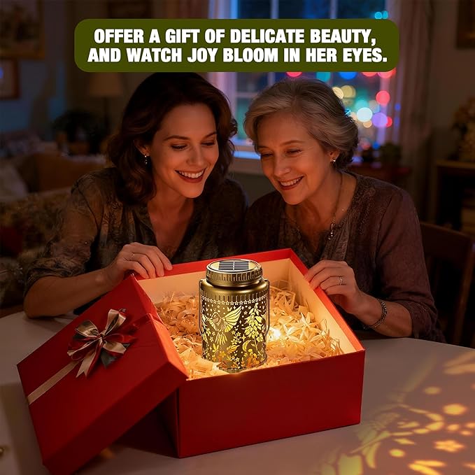 Cooo 2 Pack Valentines Day Gifts for Him Her Solar Lanterns Outdoor Waterproof Hummingbird Red_Sage Solar Pathway Lights Landscape Path for Outdoor Table Lamps Garden Yard Backyard Decor -Gold