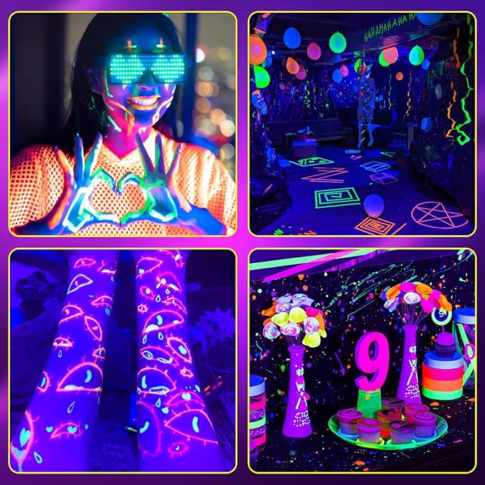 2 Pack 100W LED Black Light, IP66 Waterproof Outdoor Blacklight Flood Light Spotlight with Plug, Switch, Cord for Neon Glow Party Fluorescent Poster Body Paint Stage Lighting Halloween Decor