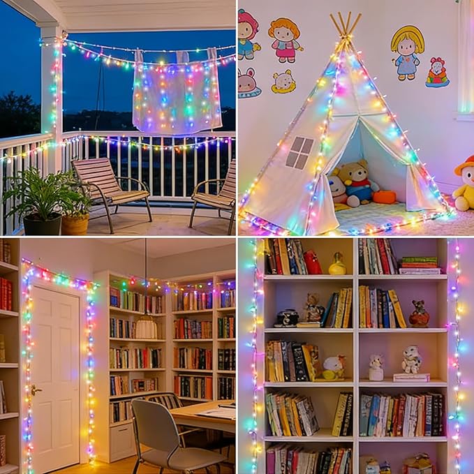 LAMPHOME 66ft 200 LED Easter String Lights Plug in, Multicolor Pastel 16 Modes Twinkle Fairy Lights,Waterproof Outdoor String Lights for Easter Tree Indoor Outdoor Spring Decorations