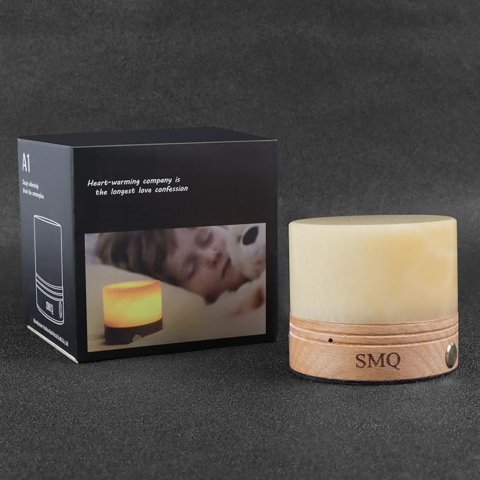 SMQ Yellow Jade Crystal Night Light with Rechargeable,Gemstone Touch Control Citrine Table Lamp Bedside Decorative Nightstand Lamp for Living Room Bedroom Gift