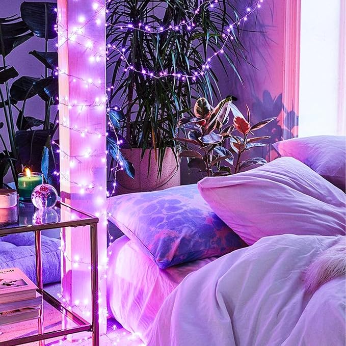 Super Bright 100 LED Purple String Lights Halloween Indoor Decorations, Plug in & Connectabble 33ft with Memory Function & 8 Modes for Indoor Outdoor Christmas, Patio Home Tree Hanging Decor