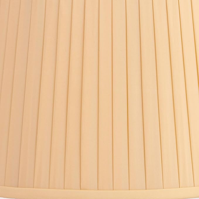 Mapo 14" Top x 17" Bottom x 11" High x 11" Slant Lamp Shade Replacement Large Yellow Drum Round Tapered Traditional Fabric Pleated Softback Washer Harp Finial - Springcrest