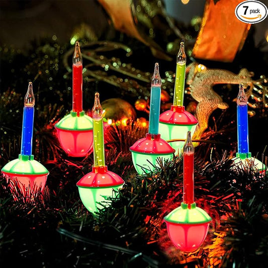 Multicolor Christmas Bubble Lights, 11Ft Vintage Outdoor Christmas String Lights with 8 Multicolor Bubble Lights, Vintage Christmas Decorations for Christmas Tree Mantel Windows House Holiday Decor