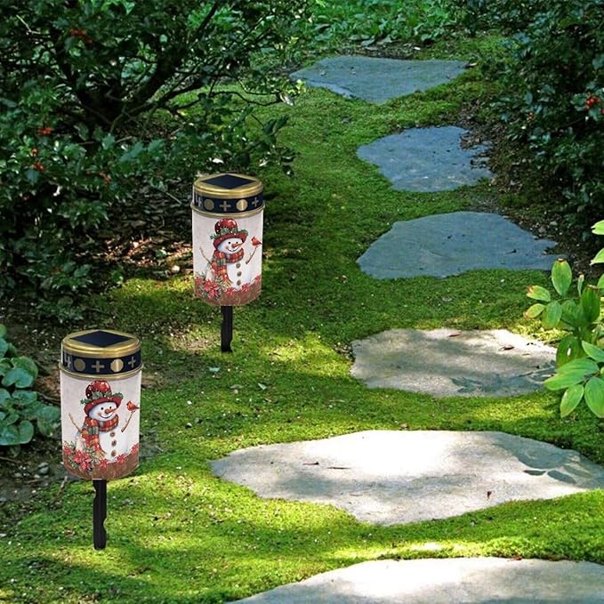 Christmas Prayer Cemetery Solar Lights for Grave Cemetery Cute Snowman Cardinal Bird Candle Lamp Solar Powered Landscape Lights for Grave Xmas Decor