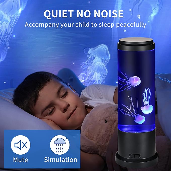 EDIER Jellyfish Lamp, 11 Inch Jellyfish Aquarium with Color Changing Light, Noiseless Pump, USB/Battery Powered Mood Light for Home Decor Kids Men Women