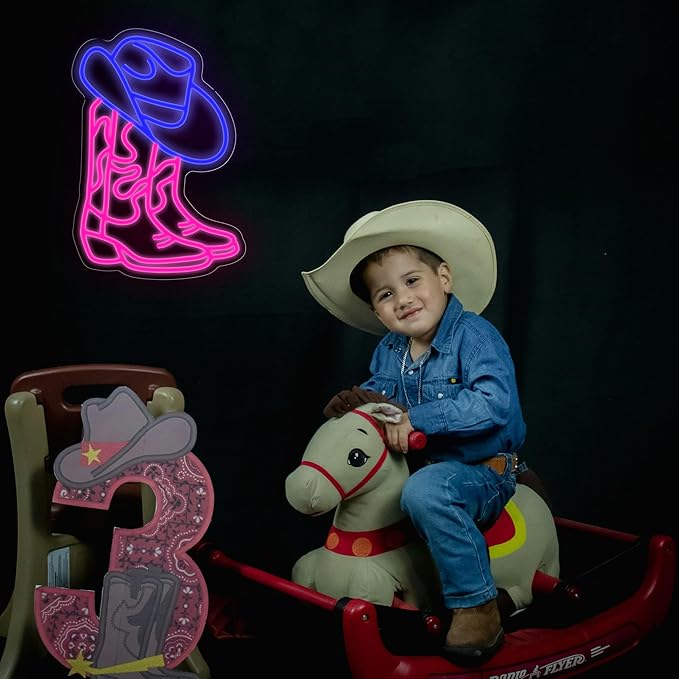 Cowboy Hat and Boot Neon Sign for Wall Decor,Dimmable LED Pink Cowgirls Boot Neon Signs 15X10.8 in USB Powered Western Cowboy Neon Light for Game Room Bedroom Party Bar Decor Birthday Christmas Gift