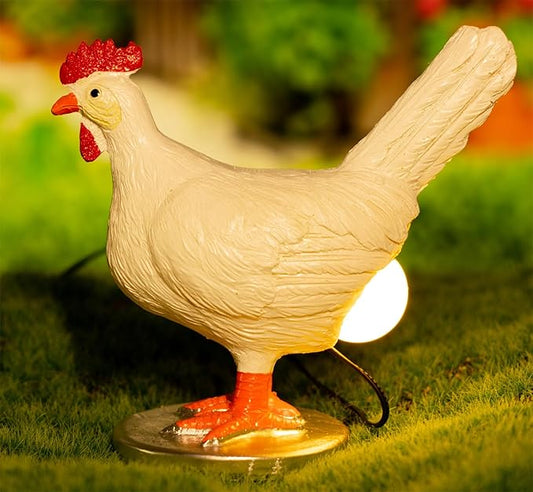 Chicken Egg LED Night Light, Lifelike Resin Chicken Table Lamp with USB, Warm Light Easter Christmas Birthday Gift