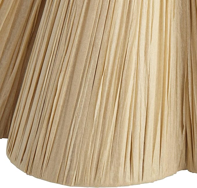 6" Top x 18" Bottom x 10" High x 10" Slant Lamp Shade Replacement Large Tan Wave Empire Farmhouse Tropical Modern Lafite Paper Textured Spider Harp Finial - Springcrest