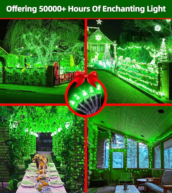750 LED 240FT Christmas Lights Outdoor,12 Lighting Modes Christmas String Lights with Timer, Dimmable Plug in Green LED StringLights Waterproof for Yard Tree Wedding Party Holiday Green