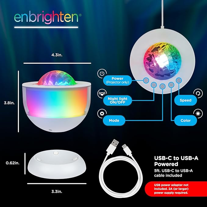 Enbrighten Space LED Galaxy Projector Night Light for Kids Room Decor Mood Lighting Aurora USB Nebula Lamp for Bedroom Nursery Game Room