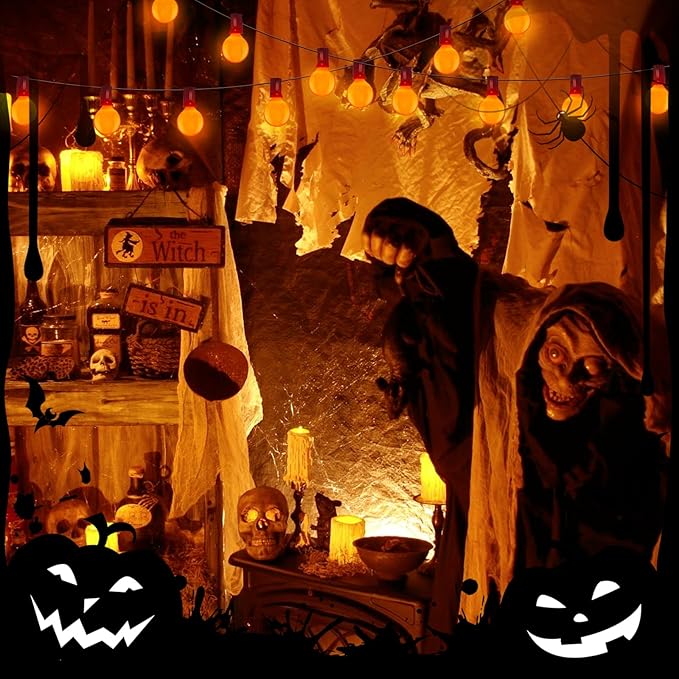 Orange G40 Replacement Bulbs, 25 Pack Halloween G40 Globe Light Bulbs for Indoor Outdoor String Lights, E12/C7 Candelabra Base, 5W Incandescent Night Light Bulbs