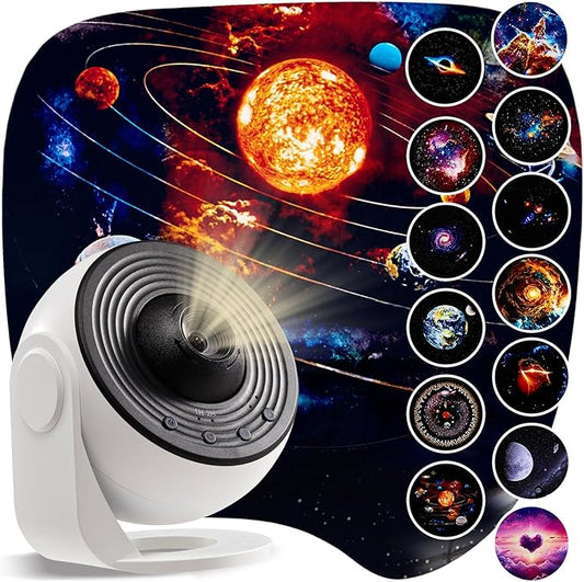 Luxury Galaxy Projector Gift Set – 360° Rotating HD Nebula, 13 Cosmic Discs, Adjustable Brightness & Speed, Auto-Off Timer (1/2H), Perfect for Kids & Adults