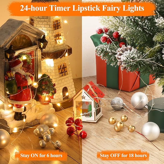 Lakumu LED Fairy Lights Battery Operated, Rechargeable Twinkle Lights with Timer, Mini LED String Lights for Bedroom, Christmas, Wedding, Table Decor (5M/16FT Warm White)