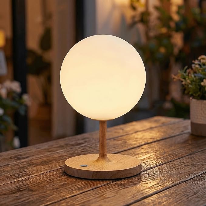 Cordless Lamp, 5000mAh Battery Operated Rechargeable Table Lamp with Power Bank, Touch Dimmable 3 Color Temperatures, IP44 Waterproof Shower Lamp for Kitchen, Bathroom, Indoor Or Outdoor Use 9.6in