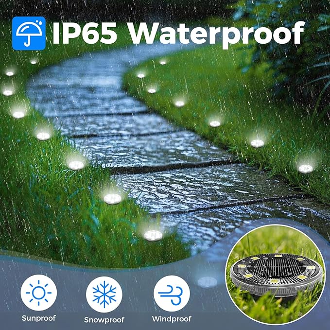 Peasur 24 Pack Solar Ground Lights Outdoor-Cool White