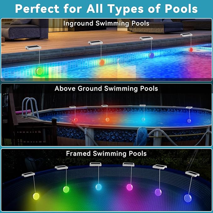 Upgraded Solar Powered USB Rechargeable Submersible LED Lights 2-in-1, 4.55 Inch IP68 Waterproof Pool Light 22 Colors with Remote Magnet Solar Pool Lights for Inground Pools, Pond 4 Pack