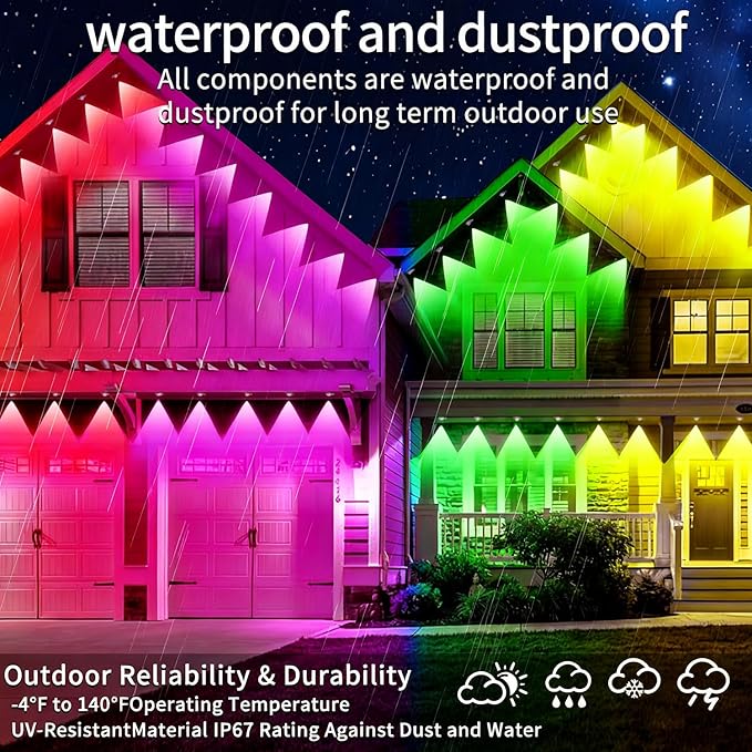 500FT Permanent Outdoor Lights House Outside Permanent Christmas Lights, App/Remote Control IP67 Waterproof Permanent led Lighting for house roof decor ，Christmas, Daily & Holiday Party Decor