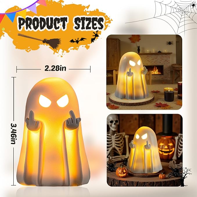 Halloween Ghost Figurine,Cute Spooky Ghost Statue,Halloween Decorations,Resin Statue for Party, Home, Indoor & Porch Decor