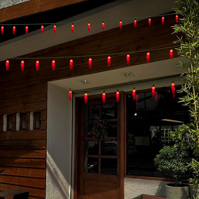 Chili Pepper String Lights, 13.6FT Chili Pepper Cluster Lights with 35 Red Chili Pepper Light for Outdoor Indoor Kitchen Garden Patio Christmas Mexican Party Decor