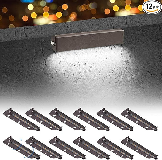 12-Packs 3W 7inch LED Hardscape Paver Lighting,12V AC/DC Low Voltage Retaining Wall Lights,Landscape Lighting,5000K Daylight White Outdoor Step Lights,50,000 Hours Lifespan