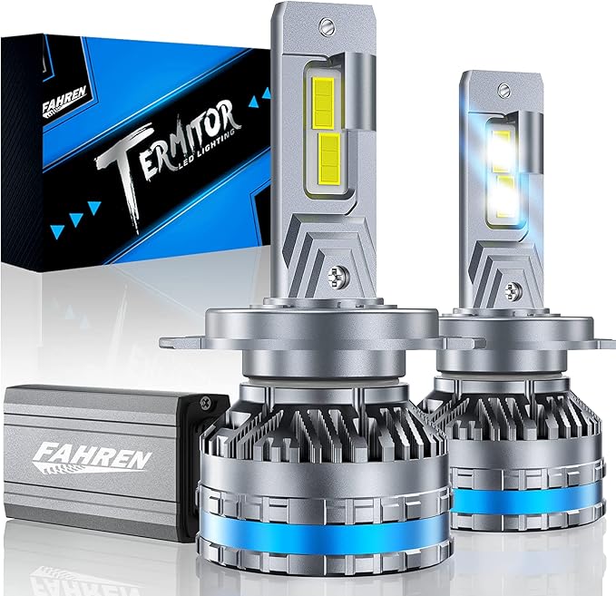 FAHREN H4/9003 Bulbs, Upgraded 120W 65000LM Bright Fog Lighting Bulb, 6500K Cool White IP68 Waterproof tire lights,Quick Installation, Pack of 2