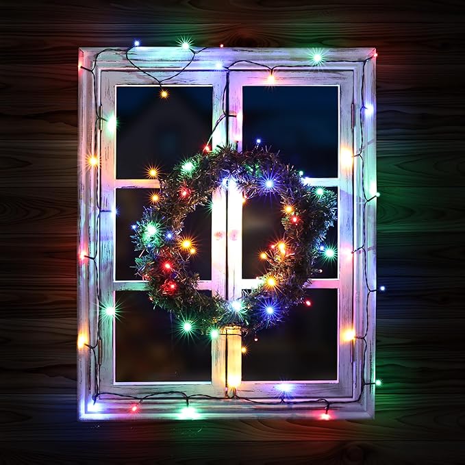 Battery Operated Christmas Lights - 2 Pack Total 33ft 100 LED Battery String Lights 8 Modes Waterproof with Timer for Home, Garden, Party, Holiday, Christmas Tree Decoration (Green Wire, Multicolor)