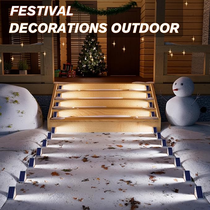 VOLISUN Solar Step Lights Outdoor Waterproof, LED Outdoor Stair Lights, Solar Step Light for Outside, Warm&Cool White Deck Light Decor for Stair,Front Porch and Patio(Gray,6 Pack)
