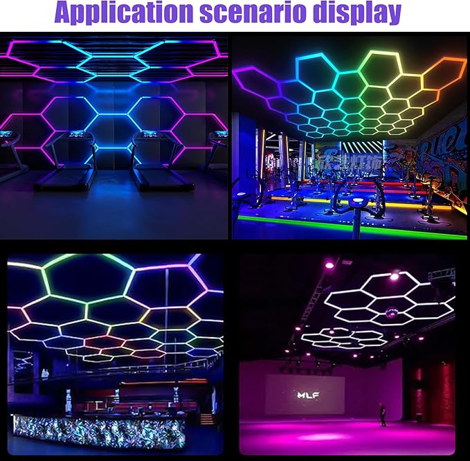 25Pack RGB Hexagon led Garage Lights,RGB 5Hexagon Light with Multi Color,Dimmable&Speed Adjustable RGB Hex Wall Lights,DIY Design for Remote Control & Smart App Control Music Modes