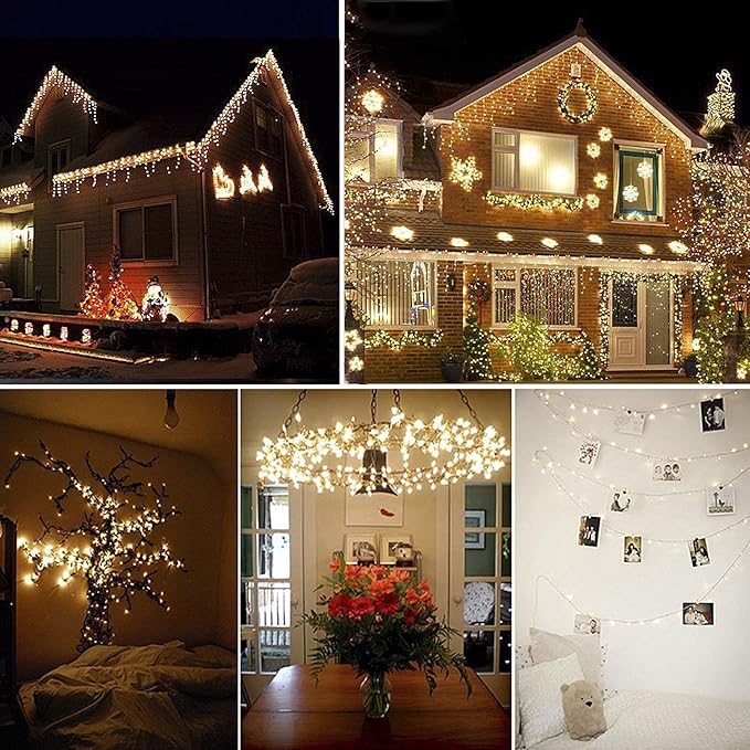 FULLBELL Christmas Lights, Fairy Lights Outdoor 66Ft 200 LED with Memory Modes Controller, Plug in Easter Decor Lights for Bedroom Party Wedding Garden Christmas Tree Indoor Outdoor Decorations
