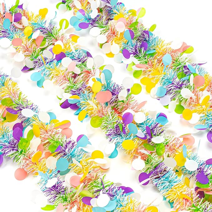 12 PCS Easter Tinsel Garland, 78.8 ft Egg Tinsel Garlands Colorful Fringe Easter Hanging Garland Decorations for for Easter Party Wedding New Years Home Indoor Outdoor Decor