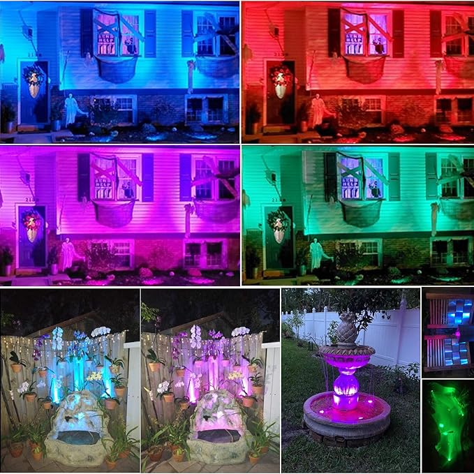 SHOYO Underwater Pond Lights, Colored Submersible Spot Lights, 36 LED Spotlight for Yard IP68 Waterproof Remote Control Multi-Color Dimmable Adjustable for Outdoor Fountain Landscape, Set of 8