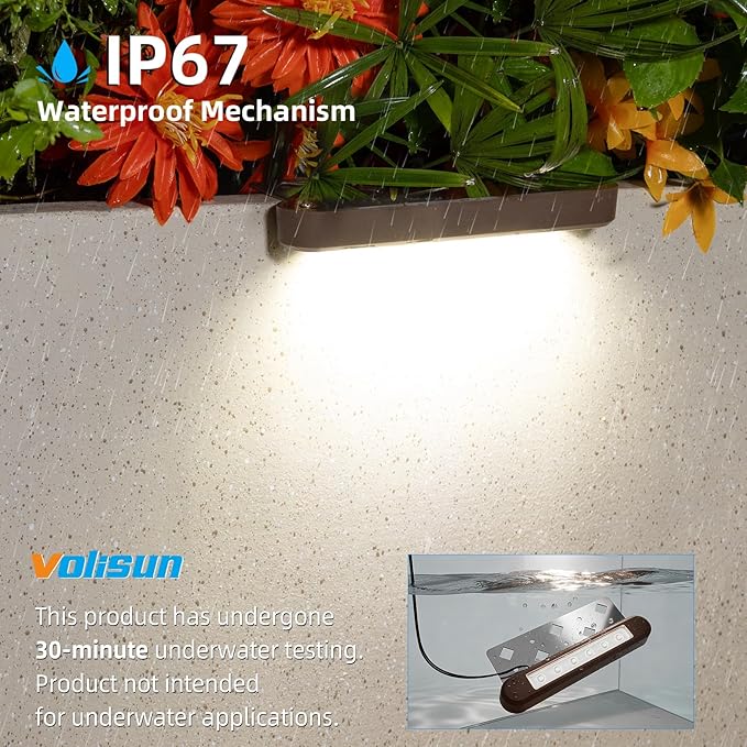 VOLISUN 7 Inch Retaining Wall Lights, IP67 Waterproof Hardscape Lighting, Cuttable Low Voltage Lighting, 12V Paver Lights, 2.8W Outdoor Step Landscape Lights, 5000K Daylight (8 Pack)