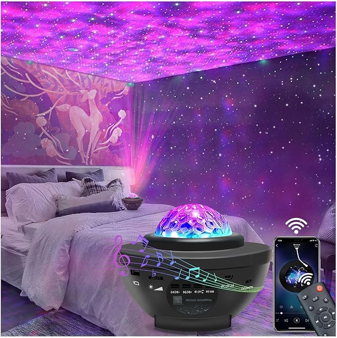 easeking Star Projector Galaxy Light Projector with Bluetooth Speaker, Multiple Colors Dynamic Projections Star Night Light Projector for Kids Adults Bedroom, Space Lights for Bedroom Decor Aesthetic