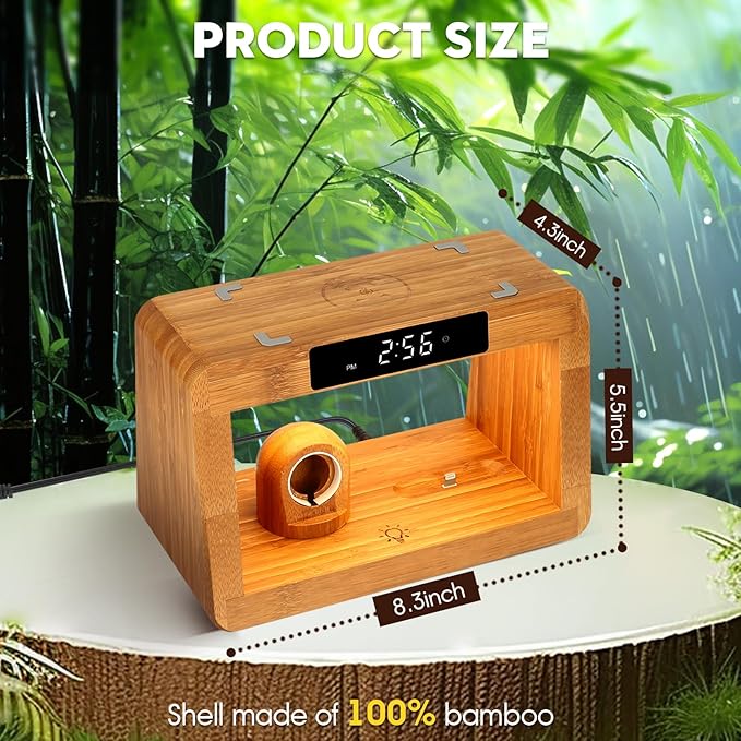 Wooden Bedside Table Lamps for Bedroom with Wireless Charger, nightstand lamp with Charging Station, 3 Night Light Modes Dimmable Touch Bedside Lamps with Alarm Clocks Lamps for Night Stands