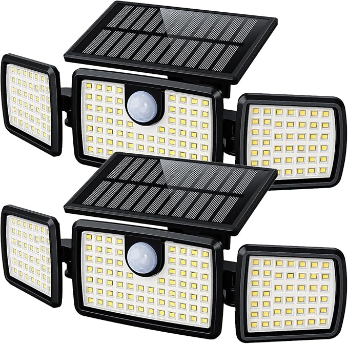 Solar Lights Outdoor Waterproof, Motion Sensor Flood Outside Lights with 2500LM High Brightness 270° Wide Angle, Outdoor Solar Lights IP65 for Yards, Patio, House, Garage (Non-Remote,2 Pack)
