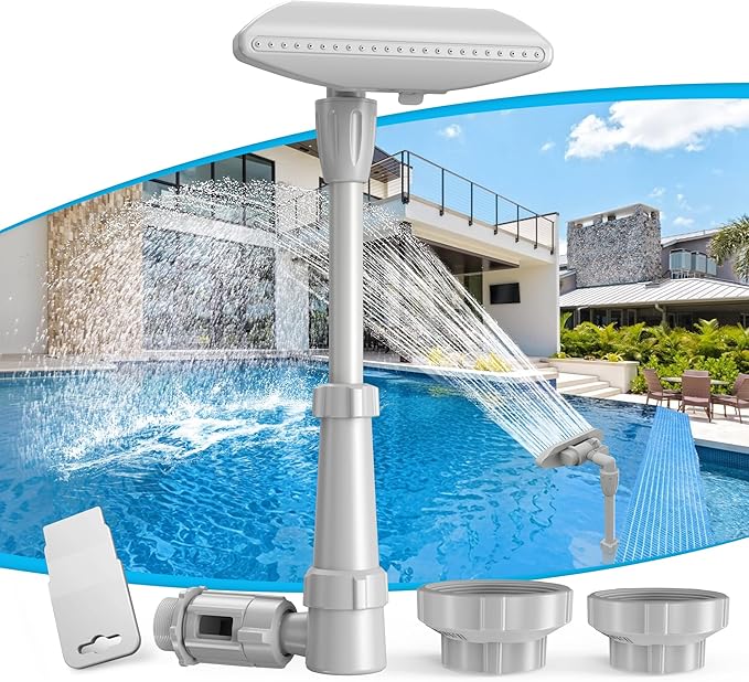 Klleyna Swimming Pool Fountain for Above & In-Ground Pools, Pool Waterfall Water Cooler Sprinkler Sprayer Summer Party Decor (E-Gray Swing)